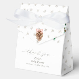 Moderne Winter Sneeuwvlok Dennenkegel Baby Shower Bedankdoosjes