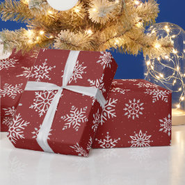 Moderne winter sneeuwvlok donker kerst rood vakant cadeaupapier