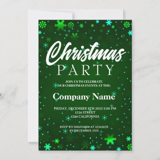 Moderne winter sneeuwvlok groen wit Kerstmis Kaart (Voorkant)