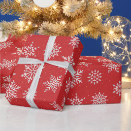 Moderne winter sneeuwvlok kerst rode vakantie cadeaupapier