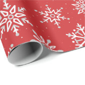 Moderne winter sneeuwvlok kerst rode vakantie cadeaupapier (Rol Hoek)