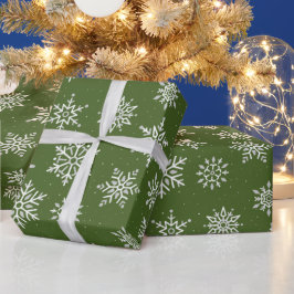 Moderne Winter Sneeuwvlok Kerstmis Groene Vakantie Cadeaupapier