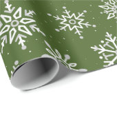 Moderne Winter Sneeuwvlok Kerstmis Groene Vakantie Cadeaupapier (Rol Hoek)