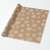 Moderne Winter Sneeuwvlok Kraft Brown Vakantie Cadeaupapier (Uitgerold)