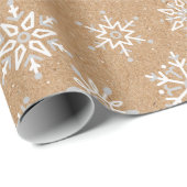 Moderne Winter Sneeuwvlok Kraft Brown Vakantie Cadeaupapier (Rol Hoek)