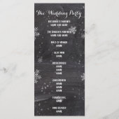 Moderne winter sneeuwvlok krijtbord bruiloft progr programmakaart (Achterkant)