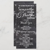 Moderne winter sneeuwvlok krijtbord bruiloft progr programmakaart (Voorkant / Achterkant)