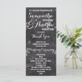 Moderne winter sneeuwvlok krijtbord bruiloft progr programmakaart (Staand voorkant)