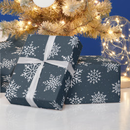 Moderne winter sneeuwvlok marine blauw vakantie cadeaupapier