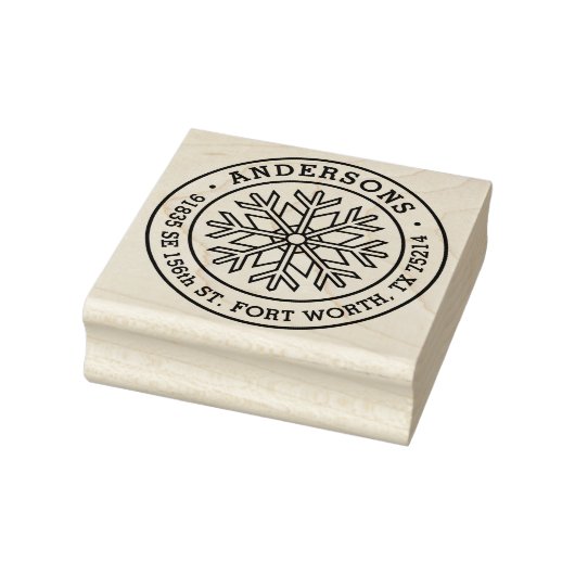 Moderne winter sneeuwvlok retouradres rubberstempel (Stempel)