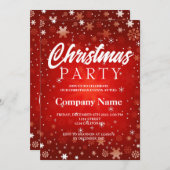 Moderne winter sneeuwvlok rood wit kerstfeest kaart (Voorkant / Achterkant)