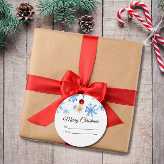 Moderne Winter Sneeuwvlok Vrolijk Kerstfeest Bedankjes Labels