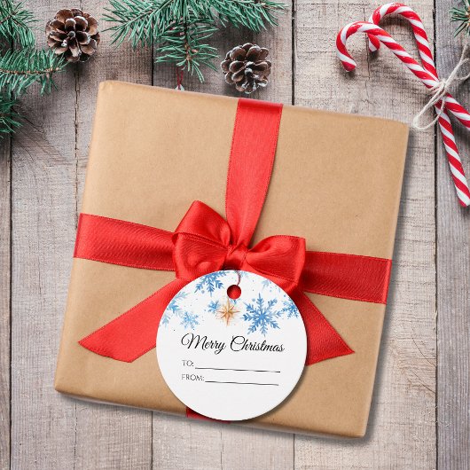 Moderne Winter Sneeuwvlok Vrolijk Kerstfeest Bedankjes Labels