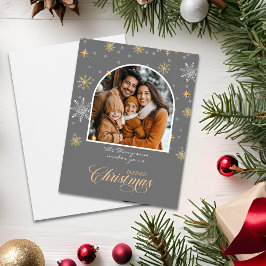 Moderne Winter Sneeuwvlokken Foto Grijze Kerstmis Kaart