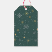 Moderne Winter Sneeuwvlokken Foto Groene Kerstmis Cadeaulabel (Achterkant)