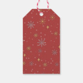 Moderne Winter Sneeuwvlokken Foto Rode Kerst Cadeaulabel (Achterkant)