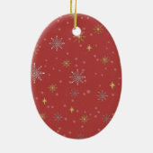 Moderne Winter Sneeuwvlokken Foto Rode Kerst Keramisch Ornament (Achterkant)