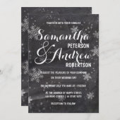 Moderne winter sneeuwvlokken krijtbord bruiloft kaart (Voorkant / Achterkant)