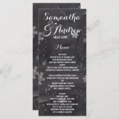 Moderne winter sneeuwvlokken krijtbord bruiloft me menu (Voorkant / Achterkant)