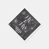 Moderne winter sneeuwvlokken krijtbord bruiloft servetten (Hoek)