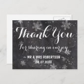 Moderne winter sneeuwvlokken krijtbord dank u briefkaart (Voorkant / Achterkant)