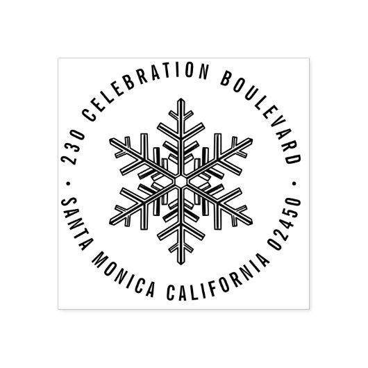 Moderne Winter Snowflake Terugkeeradres Rubberstempel (Afrduk)