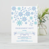 Moderne Winter Snowflakes Engagement Party Kaart (Staand voorkant)