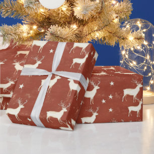 Moderne Winter Stag Rood Cadeaupapier