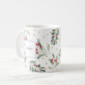 Moderne Winter Vakantie Botanicals Goud Monogram Koffiemok (Voorkant links)