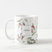 Moderne Winter Vakantie Botanicals Goud Monogram Koffiemok (Links)