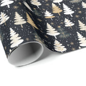 Moderne winter vakantieboom sneeuwvlok patroon cadeaupapier (Rol Hoek)