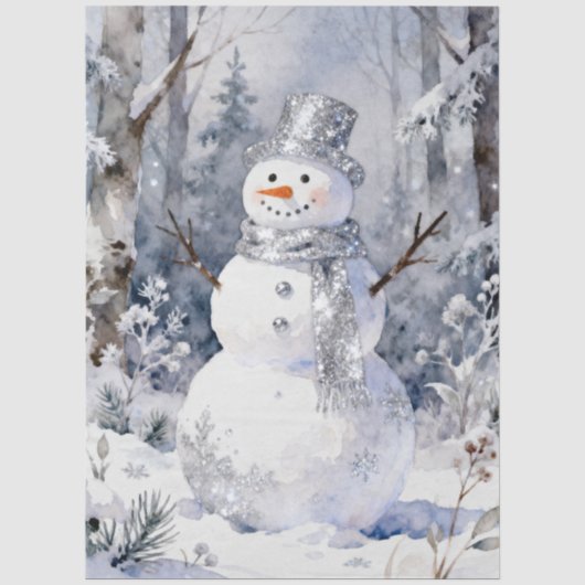 Moderne Winter Vorst Sneeuwman Viering TMF26 Tissuepapier (Voorkant)