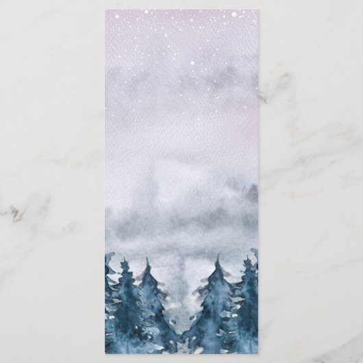 Moderne Winter Waterverf Bos Blauw Menu (Achterkant)