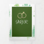 Moderne Winter Waterverf Dennenbomen Trouwdag Drieluik Uitnodiging (Cover)