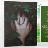 Moderne Winter Waterverf Dennenbomen Trouwdag Drieluik Uitnodiging (Binnenzijde eerst)