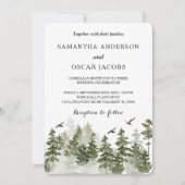 Moderne winter waterverf groen bos met sneeuw kaart (Voorkant)