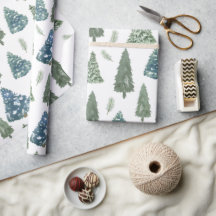 Moderne Winter Waterverf Pine Green Tree Christmas