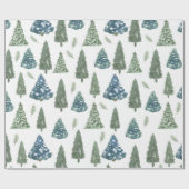Moderne Winter Waterverf Pine Green Tree Christmas Cadeaupapier (Vlak)