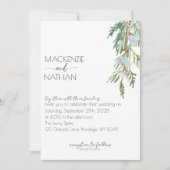 Moderne Winter Wedding Frosted Berries uitnodiging (Voorkant)