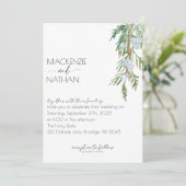 Moderne Winter Wedding Frosted Berries uitnodiging (Staand voorkant)