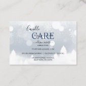Moderne Winter White en Silver Snow Candle Care Visitekaartje (Achterkant)