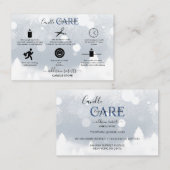 Moderne Winter White en Silver Snow Candle Care Visitekaartje (Voorkant / Achterkant)