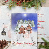 Moderne Winter Wonderland Sneeuwman Vrolijk Kerstf Feestdagen Kaart