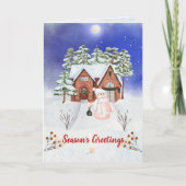 Moderne Winter Wonderland Sneeuwman Vrolijk Kerstf Feestdagen Kaart (Voorkant)