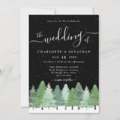 Moderne Winter Woud Zwart & Wit Trouw Qr Code Kaart (Voorkant)