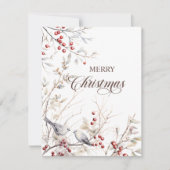 Moderne winterbessen Vogels Kerstmis Notitiekaartje (Voorkant)