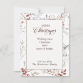 Moderne winterbessen Vogels Kerstmis Notitiekaartje (Achterkant)