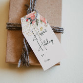 Moderne winterbloemengelukkigste Feestdagen van en Cadeaulabel