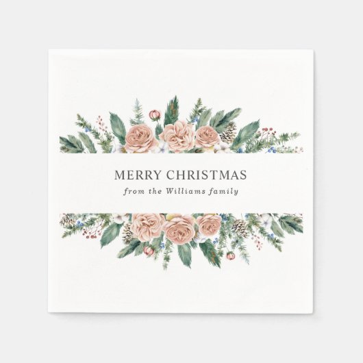 moderne winterbloemrijke kerstluiers servet (Voorkant)