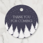 Moderne winterbomen met winterslaap bedankjes labels (Voorkant)